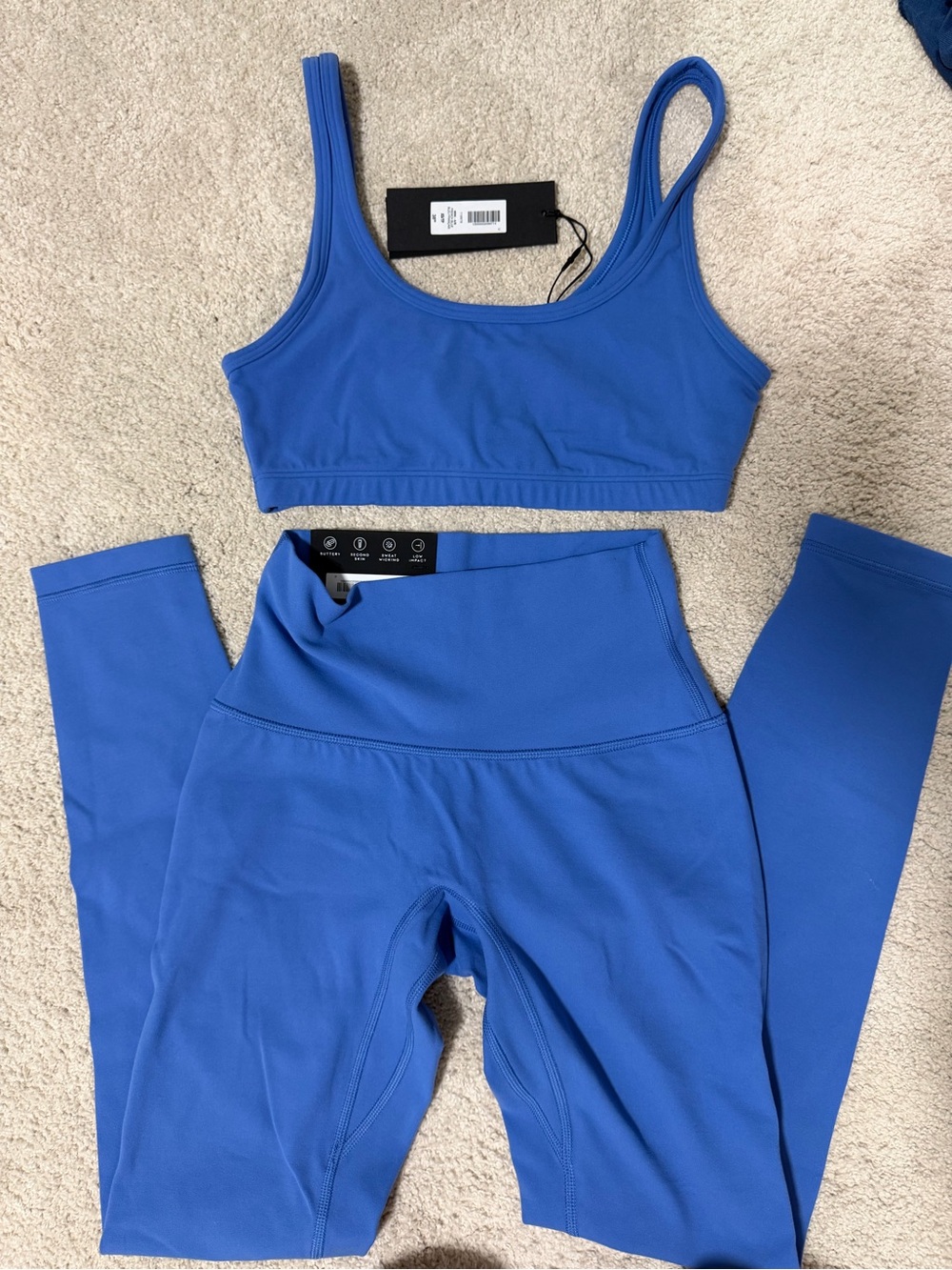 Aritzia TNA Blue High-Waist Active Leggings & Sports Bra Set